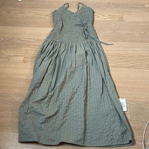 ASOS design cami wrap maxi dress with shirred waist waist in seersucker khaki